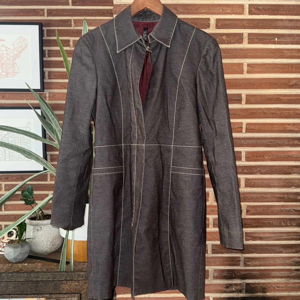 Laundry by Shelli segal brwon denim raincoat jacket trenchcoat size 4 by intake